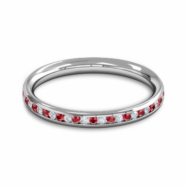 Diamond and Ruby Fairtrade Gold Eternity Ring in 18K White Gold