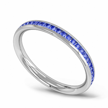 Channel Set Sapphire Fairtrade Gold Eternity Ring in 18K White Gold