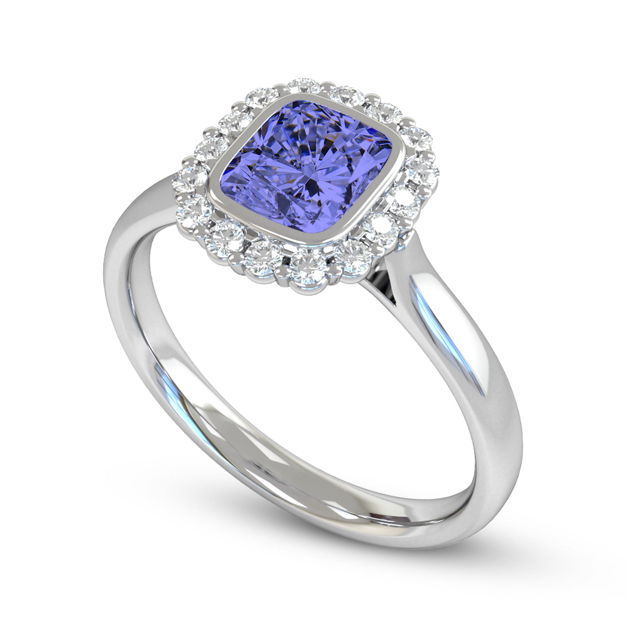 Blue Sapphire with Diamond Cluster Fairtrade Gold Engagement Ring in