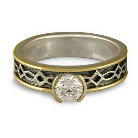 Bordered Felicity Engagement Ring in Diamond, Sterling & 18K Gold