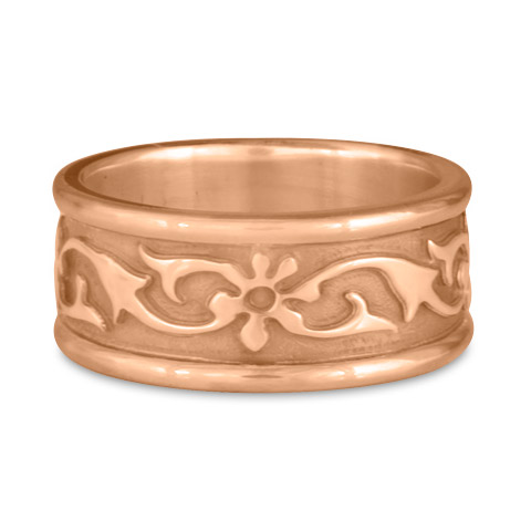 Bordered Persephone Wedding Ring in 18K Rose Gold