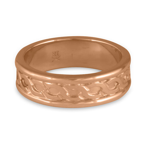 Bordered Rope Wedding Ring in 18K Rose Gold