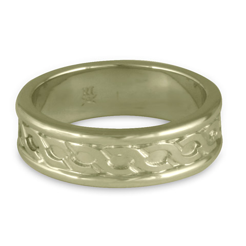 Bordered Rope Wedding Ring in 18K White Gold
