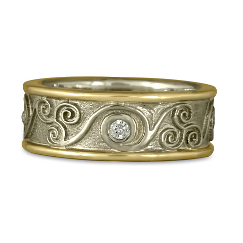 Bordered Triscali Ring with Diamonds in
