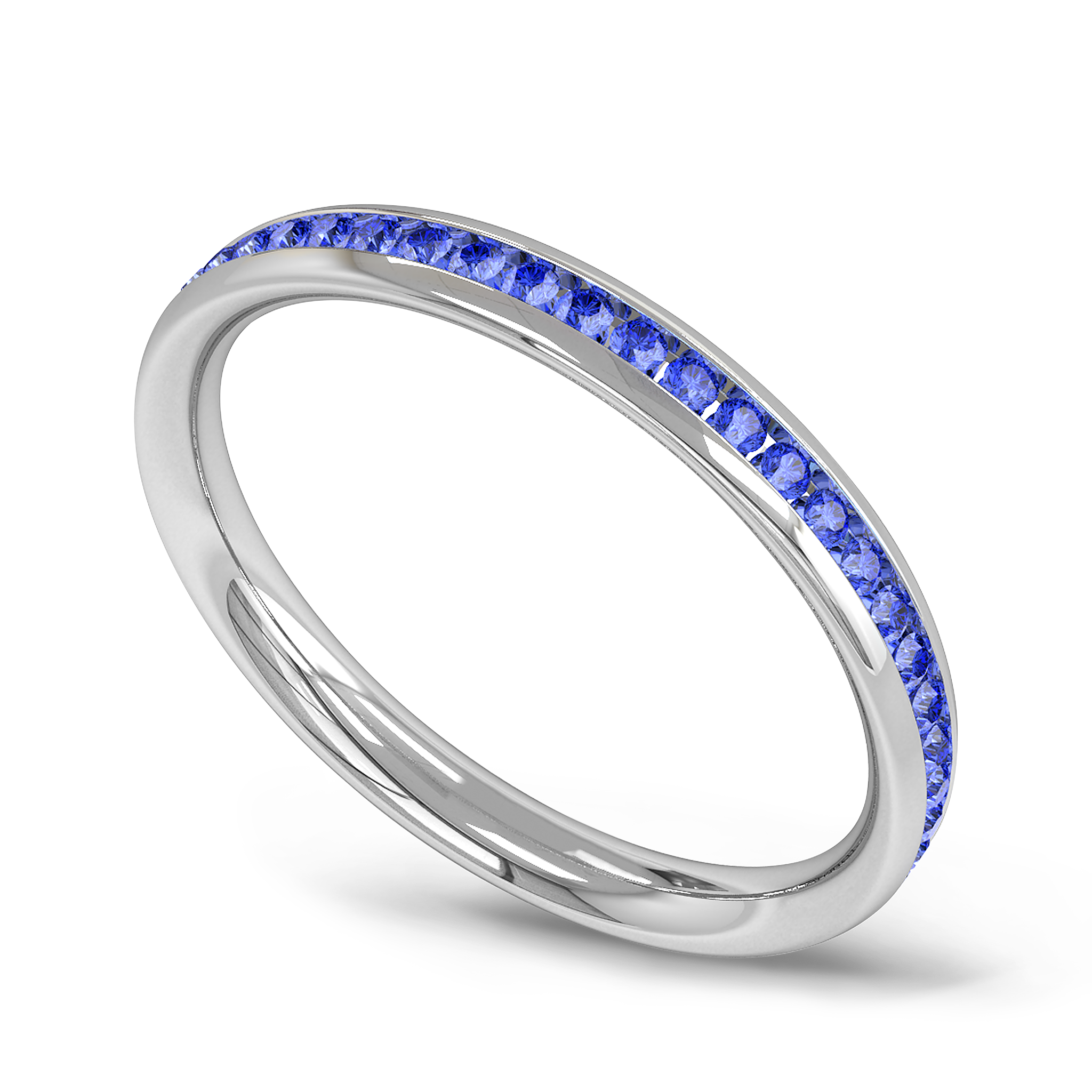 Channel Set Sapphire Fairtrade Gold Eternity Ring in 18K White Fairtrade Gold