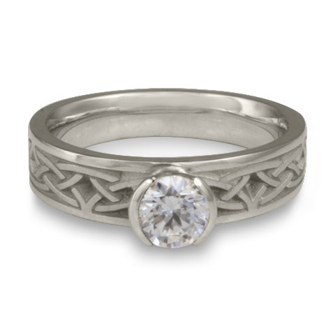 Extra Narrow Celtic Bordered Arches Engagement Ring in Platinum with Diamond
