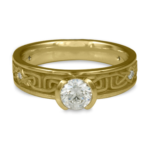 Extra Narrow Labyrinth Engagement Ring with Gems in 18K Yellow Gold