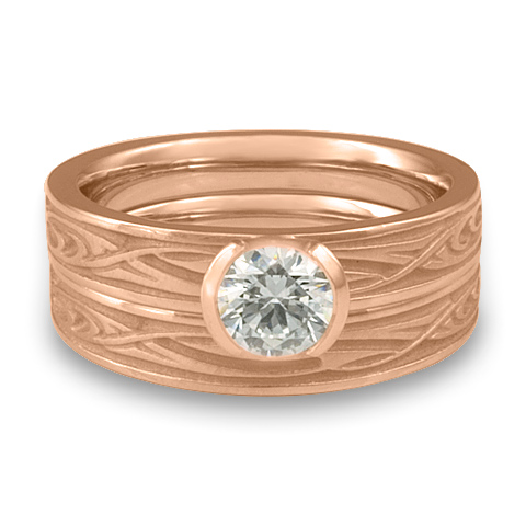 Extra Narrow Yin Yang Bridal Ring Set in 18K Rose Gold