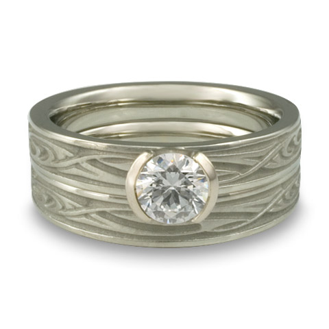 Extra Narrow Yin Yang Bridal Ring Set in Platinum