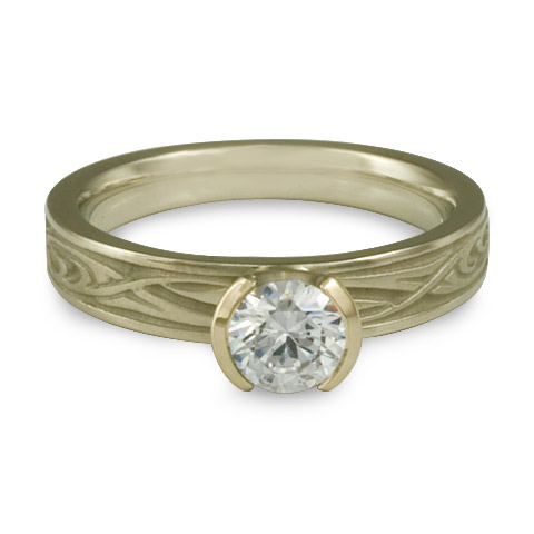 Extra Narrow Yin Yang Engagement Ring in 18K White Gold