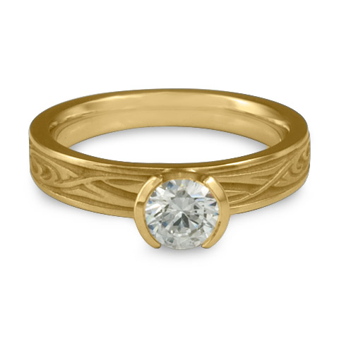 Extra Narrow Yin Yang Engagement Ring in 14K Yellow Gold With Diamond