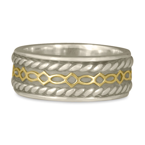 Felicity Twist Wedding Ring in 14K White Gold Base & 18K Yellow Gold Design