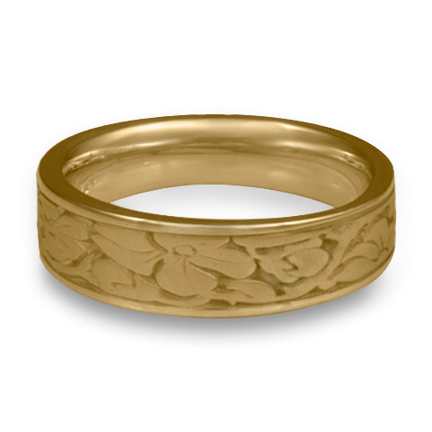 Narrow Cherry Blossom Wedding Ring in 14K Yellow Gold
