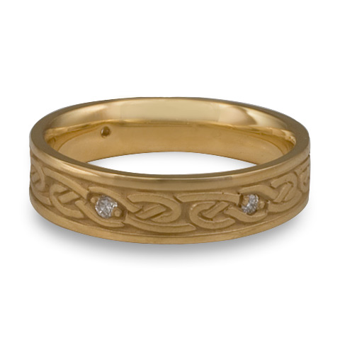 Narrow Infinity Wedding Ring with Gems in 14K Yellow Gold
