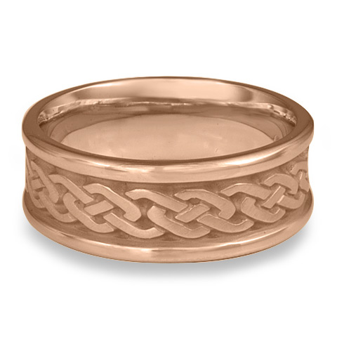 Narrow Self Bordered Celtic Link Wedding Ring in 14K Rose Gold
