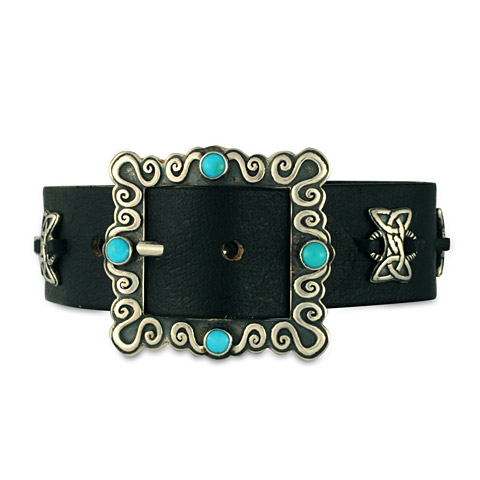 One-of-a-Kind Concho Leather Bracelet in