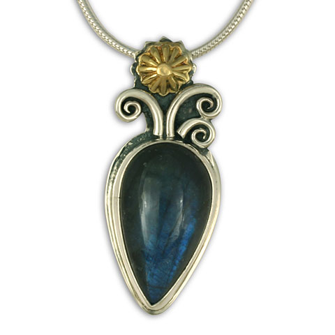 One-of-a-Kind Labradorite Flower Pendant in