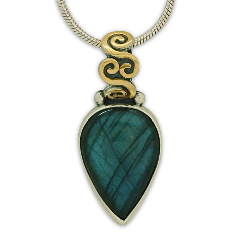One-of-a-Kind Labradorite Spiral Pendant in