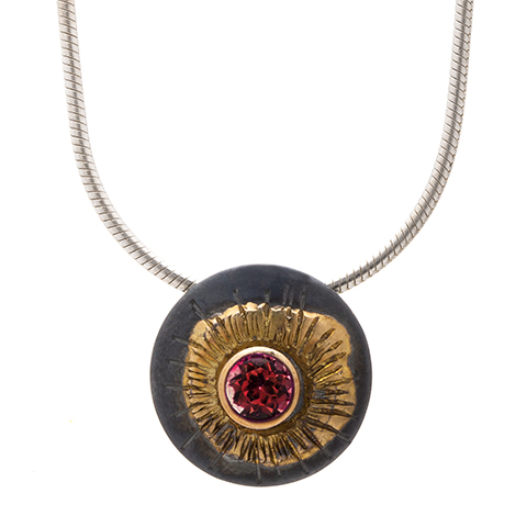 One-of-a-Kind Solar Flare Pendant in Garnet