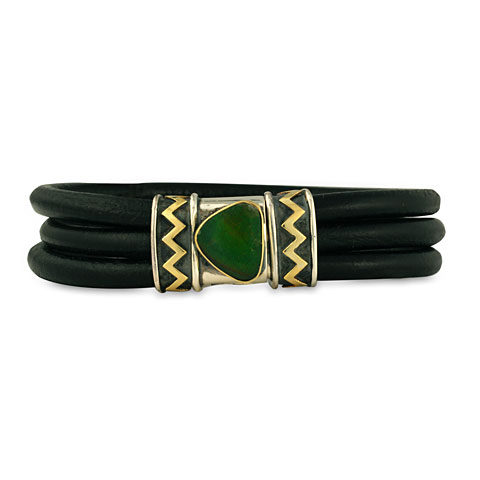 One-of-a-Kind Zig Zag Leather Bracelet in