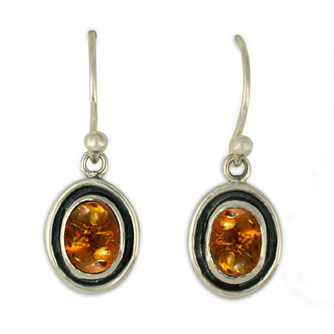 Oval Gem Earrings in Amber