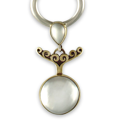 Pearl Plunge Pendant on Silver Collar in Pearl