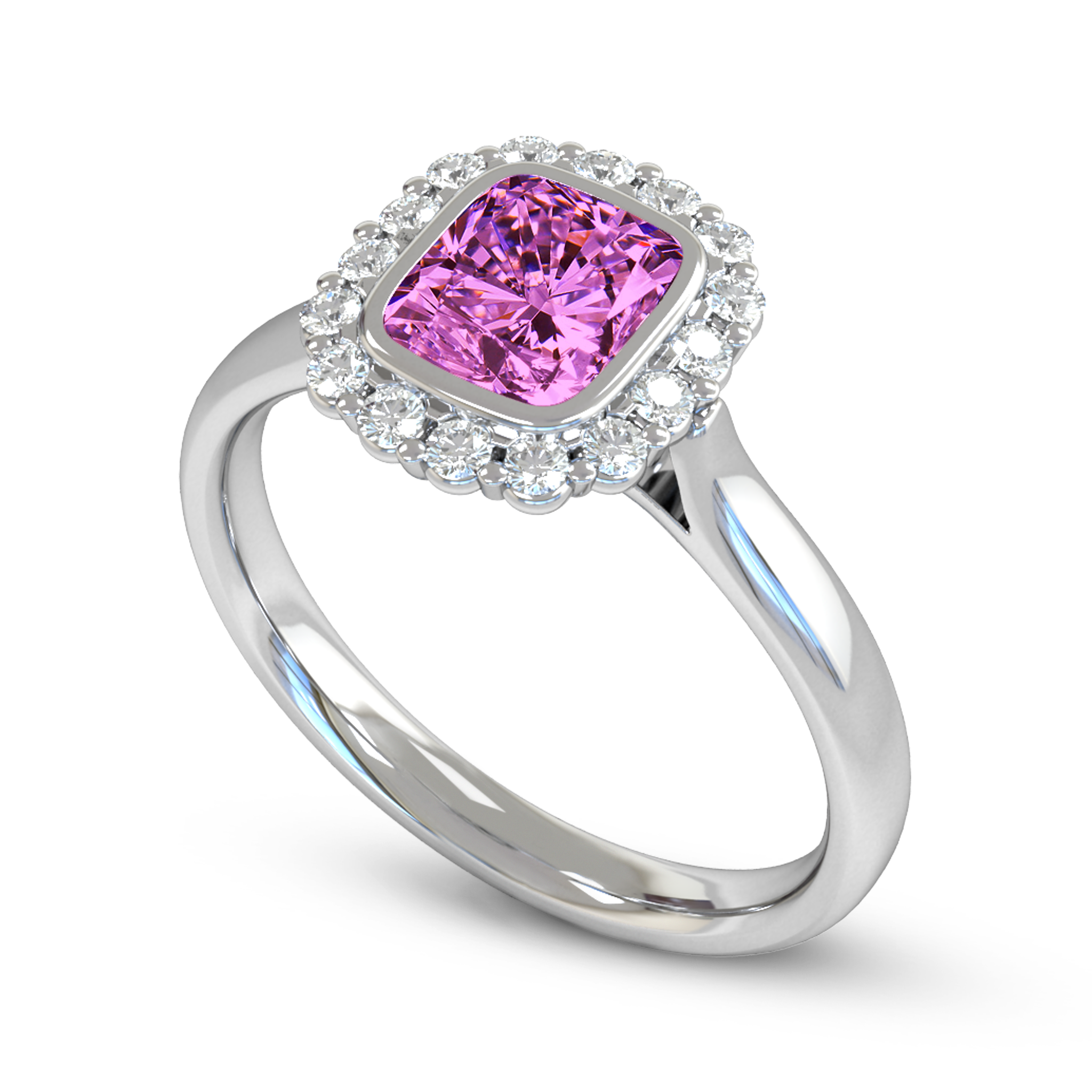 Pink Sapphire and Diamond Cluster Fairtrade Gold Engagement Ring in