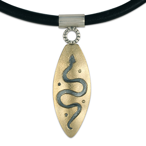 Serpent Pendant in 14K Gold & Sterling Silver