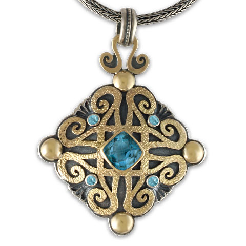 Shonifico Pendant with Gems in Swiss Blue Topaz