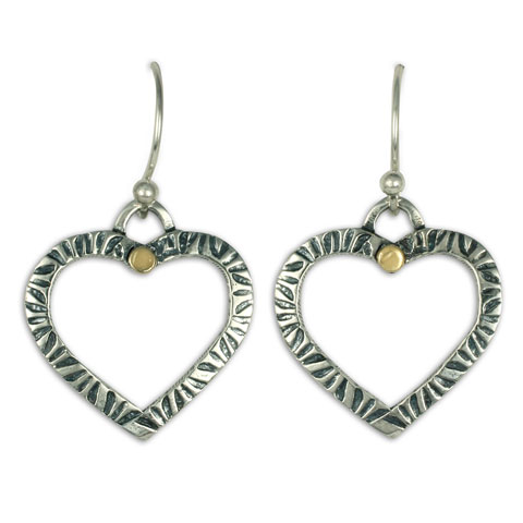 Taliesin Heart Dot Earrings in 14K Gold & Sterling Silver