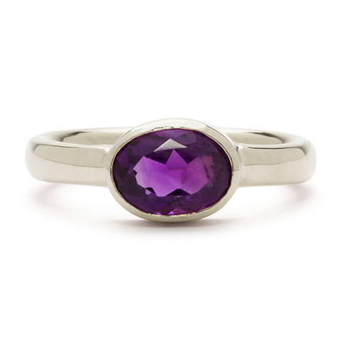 The Bushel Ring with Amethyst in 14K White Gold