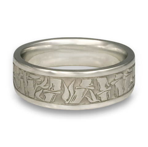 Wide Bamboo Wedding Ring in Platinum