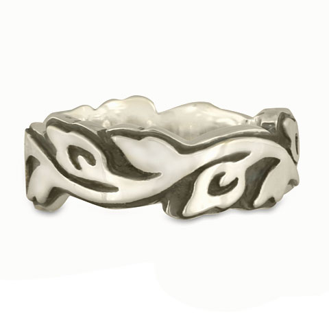 Wide Borderless Flores Wedding Ring in Sterling Silver