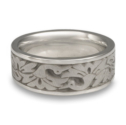 Wide Cranes Wedding Ring in Platinum
