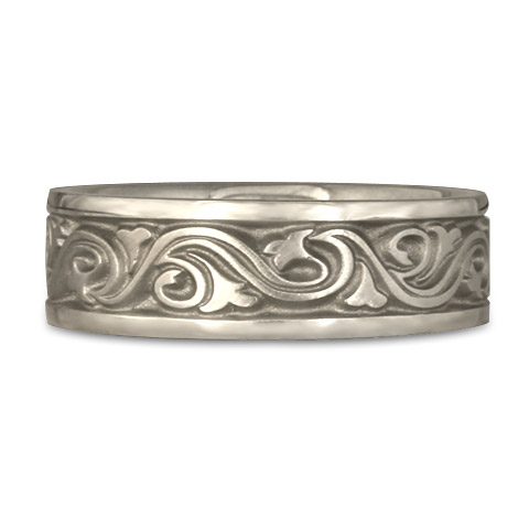 Wide Wind and Waves Wedding Ring in Platinum