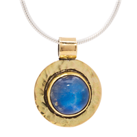 One Of A Kind Dione Pendant With Blue Moonstone in Two Tone