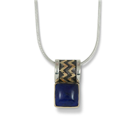 One of a Kind Lapis Zig Zag Pendant in Two Tone