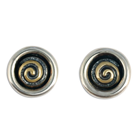 Spiral Eclipse Earrings in 14K Yellow Gold Design w Sterling Silver Base