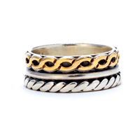 Stella Wedding Ring in 18K Yellow Gold Design w Sterling Silver Base