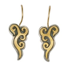 Wind Horse Earrings in 14K Yellow Gold Design w Sterling Silver Base