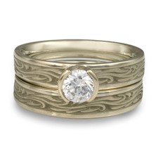 Extra Narrow Starry Night Bridal Ring Set in 18K White Gold