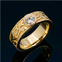Flores Milgrain Ring in 14K Yellow Gold