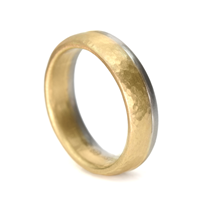 Hammered Chan Line Ring in Two Tone