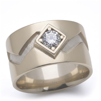Wide Zig Zag Ring in 14K White Gold