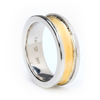 King s Mesa Wedding Ring w Square Borders in Two Tone