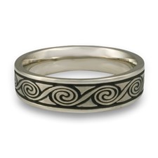 Narrow Rolling Moon Wedding Ring in 14K White Gold