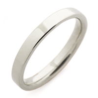 Flat Topped Comfort Fit Wedding Ring 3mm in 14K White Gold