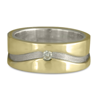 River Wedding Ring with Gems 8mm in Two Tone