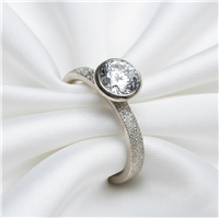 Deborah s Iberia Solitaire Engagement Ring w Portuguese Cut Lab Diamond in 14K White Gold