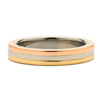 Tri Tone Marcello Ring in 14K White, Yellow & Rose Gold